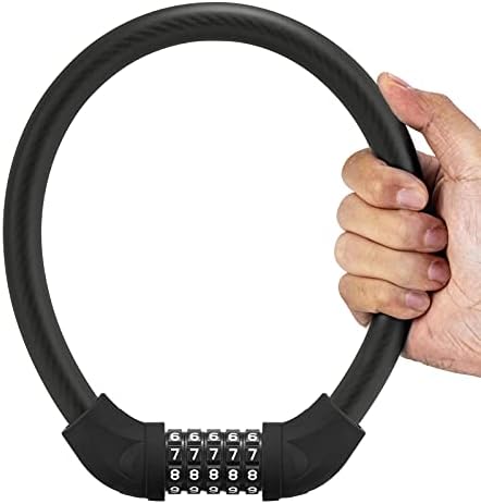 ROCKBROS Bike Lock 5 Digit Cable Lock Lightweight Bicycle Lock Bike Lock Combination Portable Lock for Bike 22inch Black