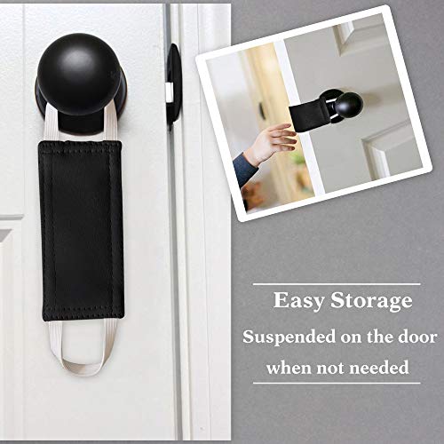 Image of PONY DANCE Baby Door Latch Cover Closer - Nursery Door Silencer with Strong Elastic Straps, Thick Solid Cushion for Noise Reduction, Prevents Slamming, 3 Pieces, 4W x 2L Inches, Black