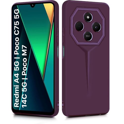 Image of WOW IMAGINE Slim Back Cover for Redmi A4 5G | Poco C75 5G | 14C 5G | Poco M7 | Blade Series Ultra Thin Case | Camera Protection | Soft Matte Silicone Flexible Mobile Case - Purple