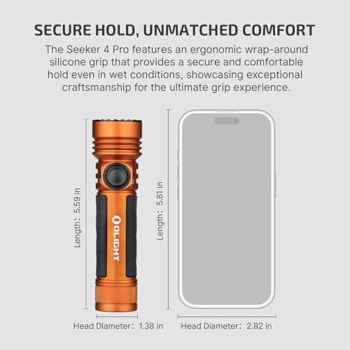 Image of OLIGHT Seeker 4 Pro Rechargeable Flashlights, 4600 Lumens High Powerful Bright Light with USB C Holster, Waterproof IPX8 for Emergencies, Camping, Searching (Orange Cool White)