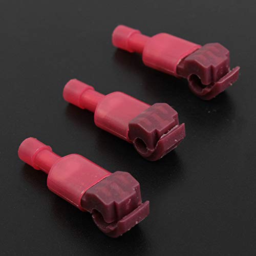 100 terminales de crimpado aislados en T rojos/macho, 0,5-1,5 mm2, conectores de terminal de cable de empalme rápido, combo de 22-18 AWG