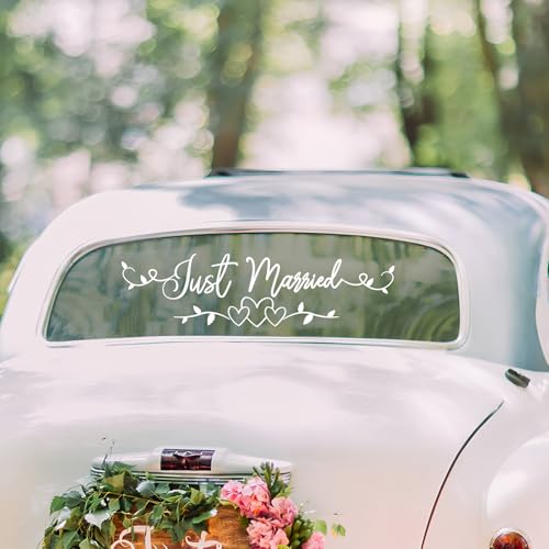Autocollant Just Married,Decal voiture Sticker mur vinyle Car Conception,mural décoratif pour...