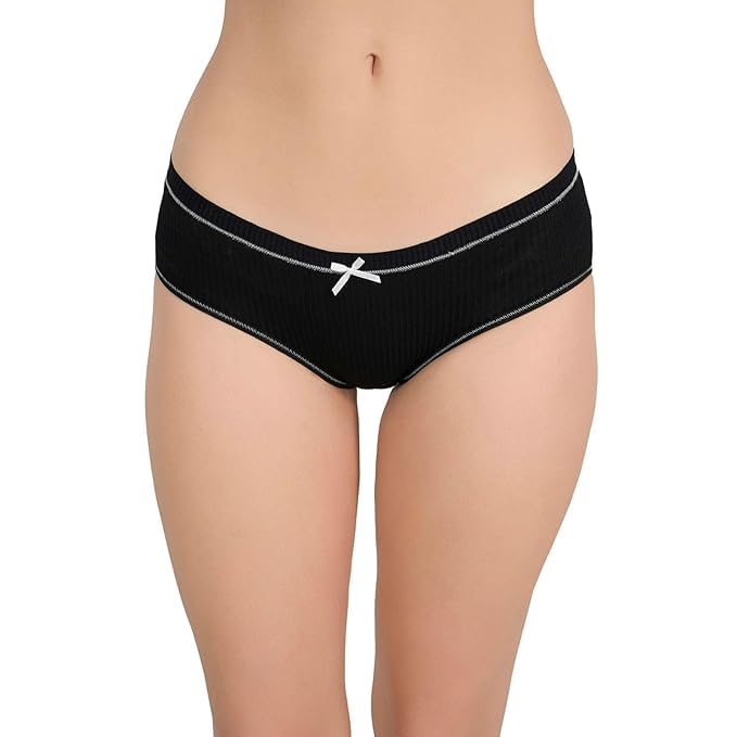 Women's Full Brief Panties – Smoothing Microfiber & Cotton Mid Waist Hipster Underwear| Soft & Seamless Smoothing Panty(Pack of 1)(Black Free Size)-image-12