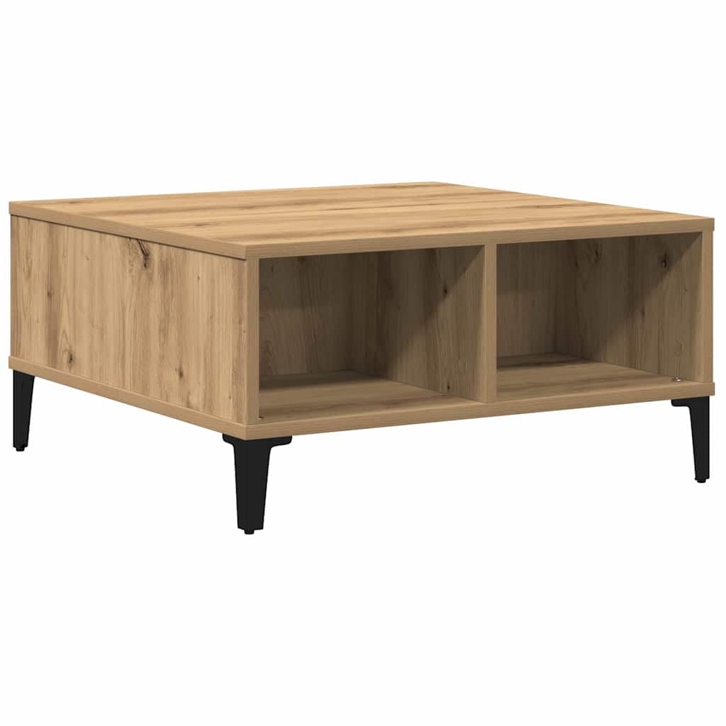 Mesa de centro Artisan roble 60 x 60 x 30 cm robusta mesa de madera con estante diseño moderno para salón sofá auxiliar pequeño compacto