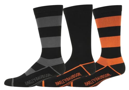Harley-Davidson Men's 3-Pack H-D Script Midcalf Socks Box Set – Multi Colored
