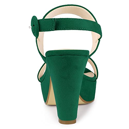 Allegra K Allegra K Women's Platform Heel Slingback Chunky Green Heel Sandals 9 m US