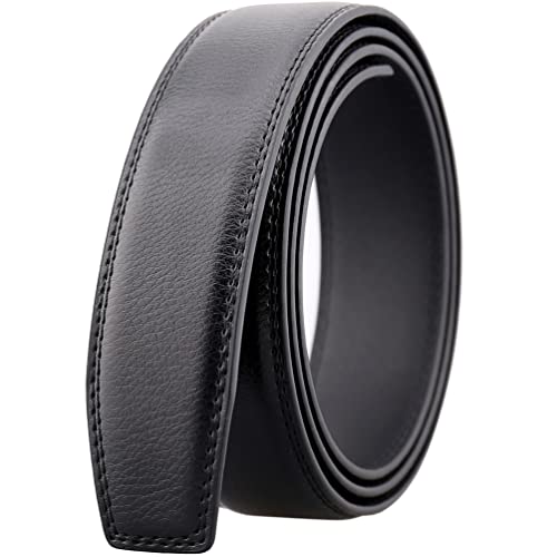 KAERMU Herren-Ratschengürtel aus Leder Nur 35 mm 1 3/8, Ledergürtel ohne Schnalle (schwarz 00, Anzughosengröße 28"-44") Cover