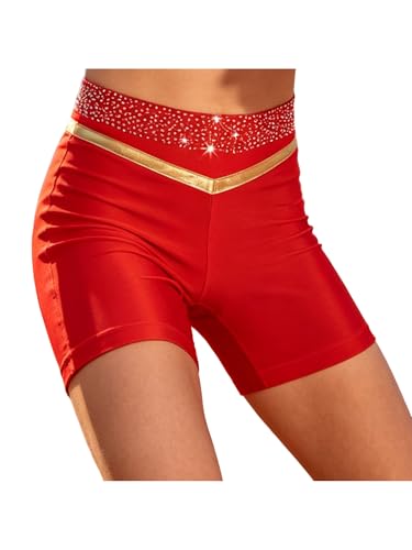 Riismen Pantalones Cortos Niña Shorts Ciclismo Calzoncillos De Running Ropa Interior Deportiva Brillante Jazz Rojo 13-14 años