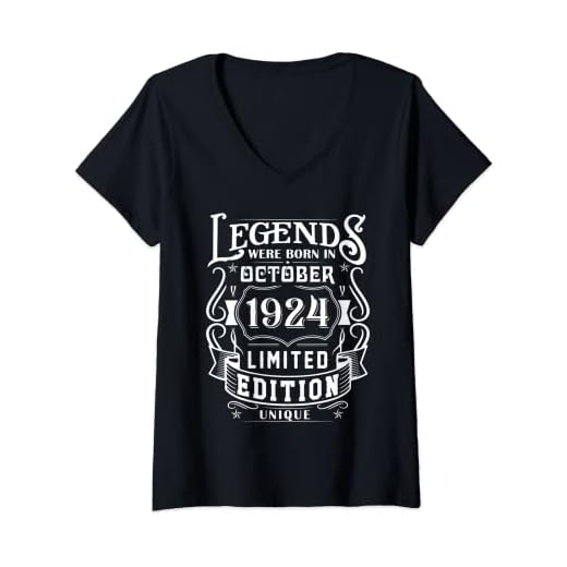 Mujer Cumpleaños Octubre 1924 Edición Limitada Regalo Used Vintage Camiseta Cuello V