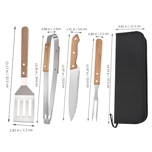 Kit de herramientas para parrilla de acero inoxidable con mango ergonómico miniatura 2