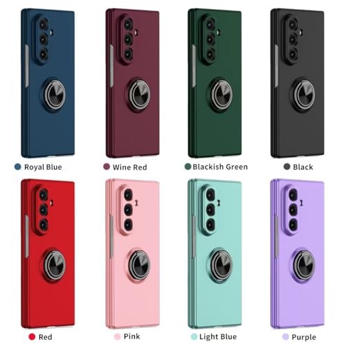 Image of amazon basics for Samsung Galaxy Z Fold 6 Case with Magnetic Ring Holder, 360 Rotating Bracket, Hinge Protection Slim Anti-Drop Shockproof Case (Black)