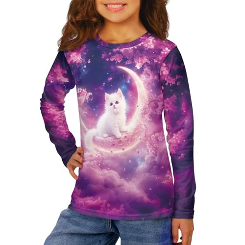 Image of Girls Long Sleeve Shirts Casual Crewneck Soft T-shirts for Girls 3-16 Years Old