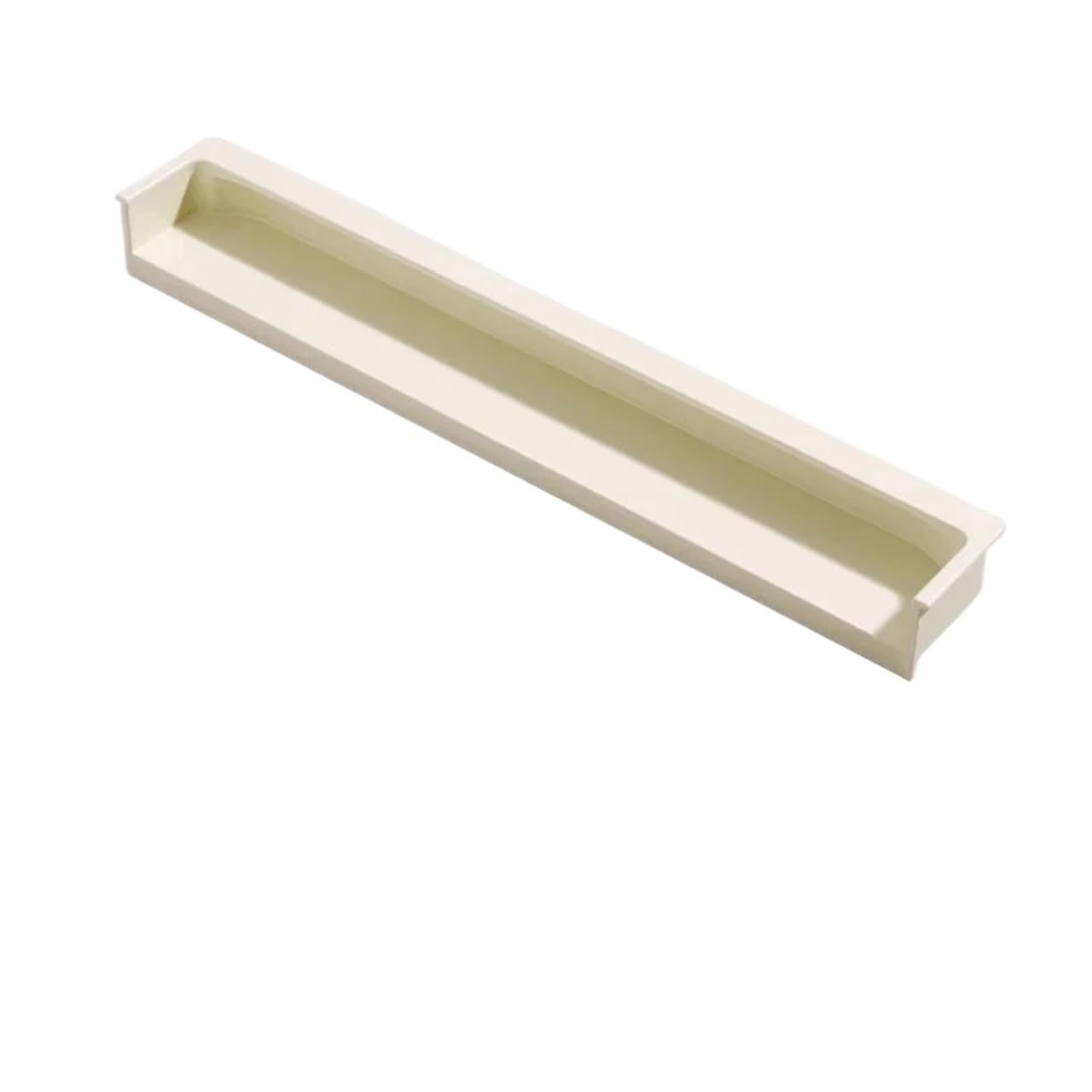ATEUXOL Recessed Door Handles Drawer Door Cabinet Handle Skin Texture Slotted Embedded Same Color Dark Button(Beige 200mm)