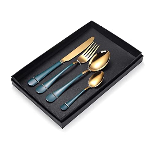 SFSLBFB Elegante Juego de Cubiertos, Juego de Cubiertos Mixtos, Cuchillo, Tenedor y Cuchara de Acero Inoxidable, Juego de 4 Piezas para Cocina Familiar, Juego de vajilla para Comedor, decoración