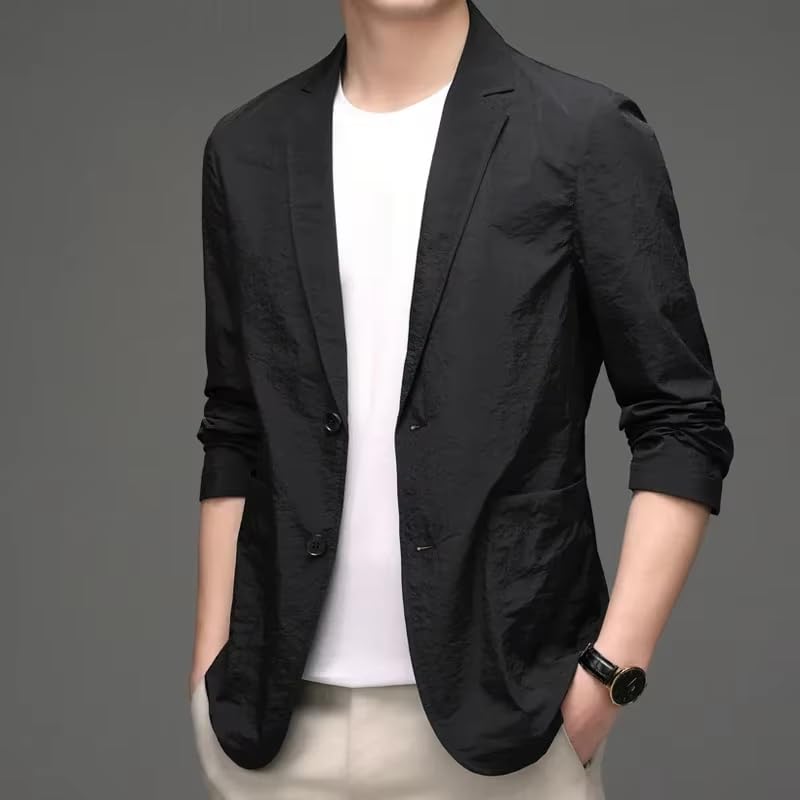 Men's Casual Suit Set Spring Summer Lightweight Breathable Blazer for Men-Gray3