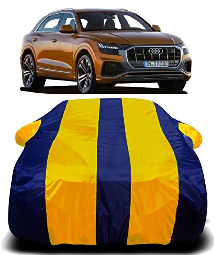 Image of Car Body Cover Waterproof Accessories Compatible with Audi Q8 Car Body Protection Dust Proof Rain Cover Protects from Sunlights and Uv | Yellow Stripes