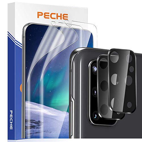 [4 Pack] PECHE Samsung Galaxy S20 Plus 2pcs TPU Screen Protectors [Anti-scrach] and 2pcs Tempered Glass Camera Lens Protectors for Samsung Galaxy S20 + 5G (6.7
