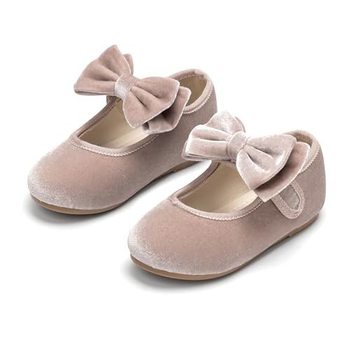 Image of PHIRAMIN Toddler Flower Girl Glitter Dress Shoes Little Girl Ballet Flats Bow Wedding Party