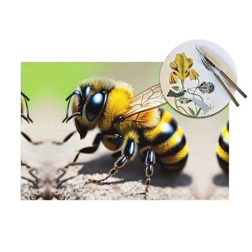Sets de table imprimés abeilles pour effacer le stress des taches