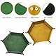 FANXIYA 2 Stück Würfelbretter Leder Würfelteller Hexagon Würfelunterlage Faltendes Würfeltablett Samt Würfelschale Doppelseitig Würfelmatte für Dungeons und Dragons RPG DND usw (Grün+Gelb)
