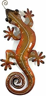 New Contemporary Metal Wall Art Sculpture  Golden/Orange Tropical Gecko
