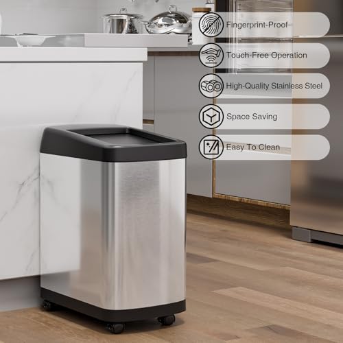 Papelera de cocina de 13 galones con sensor y ruedas miniatura 3