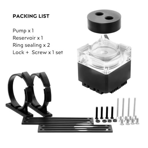 Image of dracaena.io High Flow 650L /H PC Water Pump Combo with Colorful LED and 370ml 300mm (11.8in) Reservoir - 12W, 0.7A, 65mm x 65mm x 365mm (2.6 x 2.6 x 14.4in), Black