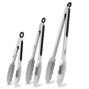 Food Grade Stainless Steel Kitchen Tongs for Cooking,BBQ – 7 ，9 and 12 Inch,Set of 3 Heavy Duty Locking Metal Food Tongs Non-Slip Grip