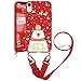 Vauki Custodia con Cordino per iPhone XR 6,1",Rosso Moda Carino 3D Natale Bambola Cover con Regolabile Collana per Cellulare Girocollo Custodia con Cordino TPU Corda Silicone Case Bumper per iPhone XR