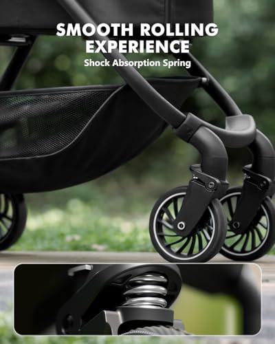 Pet Stroller for Small Dogs and Cats, One-Click Foldable Dog Stroller with Detachable Carrier & 3 Safety Tethers, Holds up to 33 lbs, Storage Basket & Cup Holder, Breathable Mesh, Black - Image 7