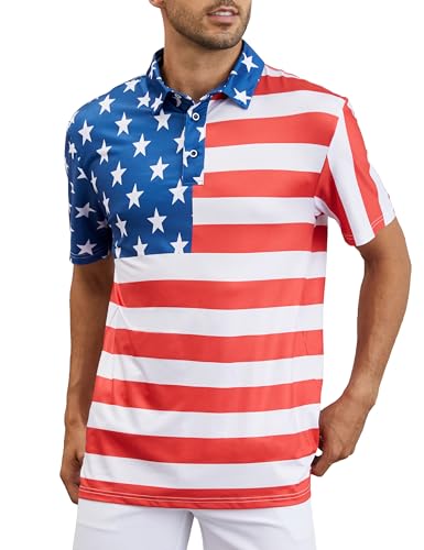 Mens Polo Shirts Short Sleeve Print Golf Shirts Gifts for Men