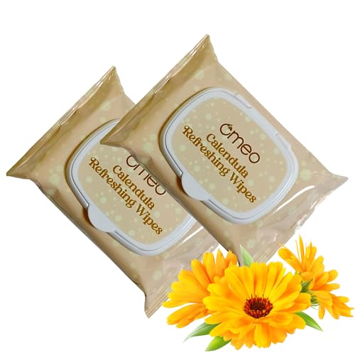 Image of Omeo Calendula Refreshing & Hydrating Wet Wipes, 25N in Each (Pack of 2) | Face Cleansing, Makeup Remover Wipes with Mint Oil & Vitamin E | Sulphate, Paraben & Alcohol Free - Women and Men