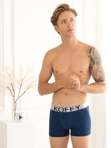 Image of KOFFY Men's Malleable Cotton Lycra Long Trunk with Minus Cutting Pouch and Moisture Wicking Properties
