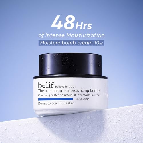 Image of belif The True Cream Moisturizing Bomb 10ml | Intense Face Moisturizer for Dry, Sensitive Skin | 26-Hour Hydration with Panthenol, Oat & Comfrey | Hydrating Cream for Women & Men
