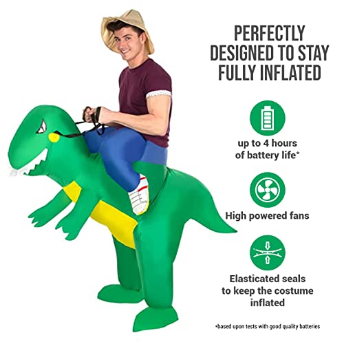 Morph MCROITR opblaasbaar kostuum, uniseks, T-Rex voor paardrijden volwassenen, eenheidsmaat - Image 4