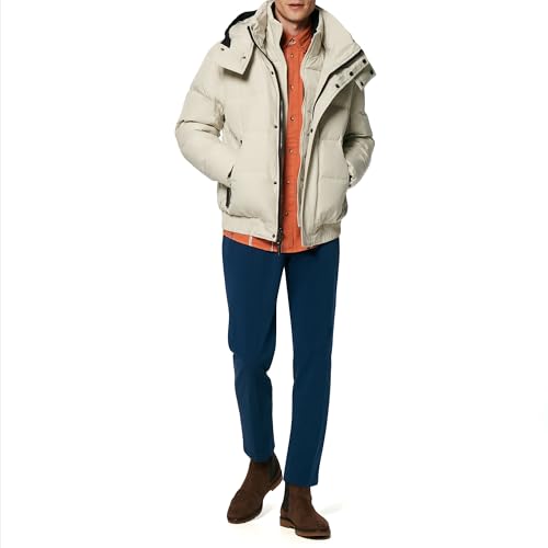 Image of Andrew Marc Men's Short Quilted Inner Bib Attached Down Fill Phoenix Down Bomber Hybrid
