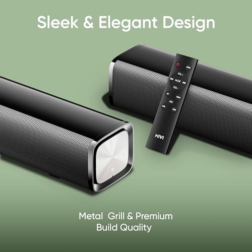 Image of Mivi Fort Q60 Soundbar- 60W Surround Sound, 2.2 Channel soundbar with 2 in-Built subwoofers, Multiple EQ and Input Modes, Remote Accessibility, Bluetooth v5.0, Made in India Sound bar for TV