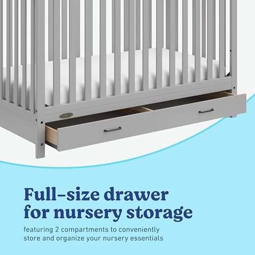 Image of Graco Benton 5-in-1 Convertible Crib with Drawer, Pebble Gray