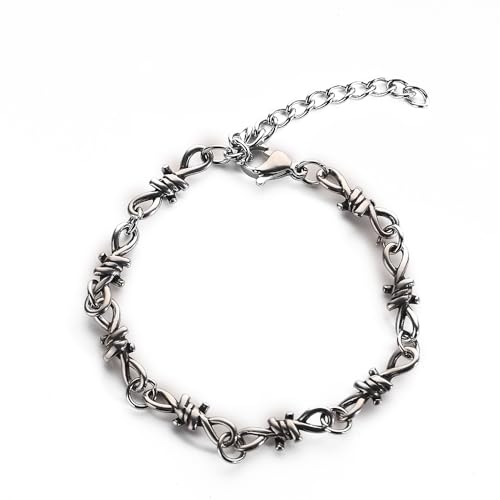 Pulsera Cadena de Alambre de Púas Gótica Acero Inoxidable miniatura 1