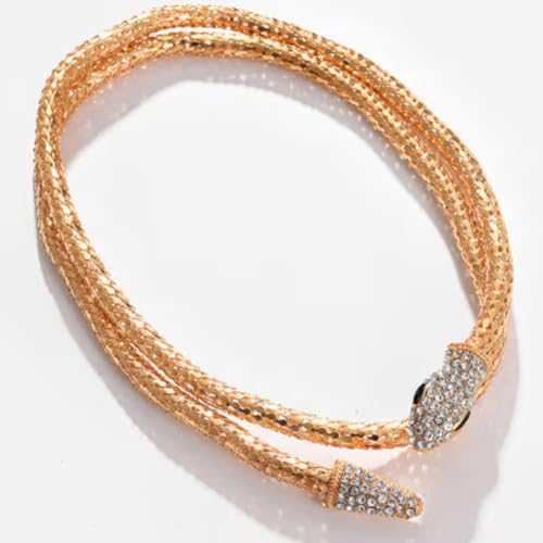 Image of Gold Plated Snake Chain Necklace for Women | Stylish Serpent Design Choker | Trendy Adjustable Fashion Jewelry Gift