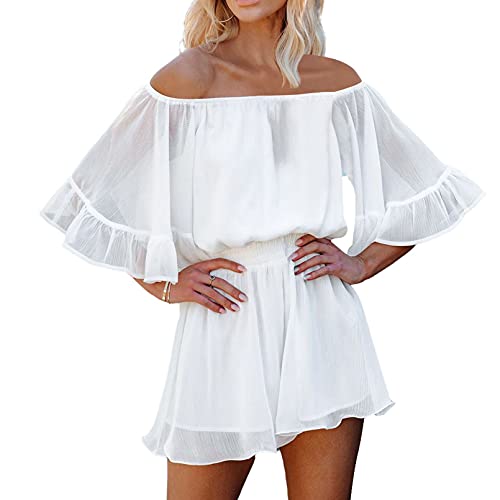 Image of Fixmatti Women Jumpsuit Low V Neck Drawstring Waisted Long Pant Romper Outfits