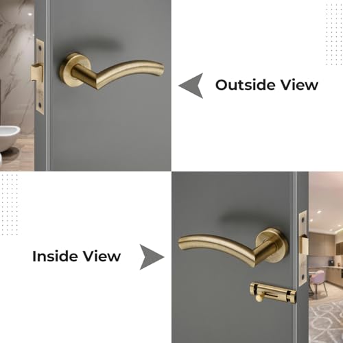 Image of LAPO Bathroom Lock Set | 45x45mm Lock Body | Brass Latch | Works with 30-50mm Door | Keyless Operation | Antique Finish | Left-Right Door Support | Easy Fit Setup | 3 Years Warranty | CMH-5T