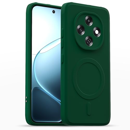 Image of Outlouders Back Cover for Oppo F31 Pro 5G Soft Matte Silicone Cover with Slim Fit | Mag-Safe Logo (Not Mag-Safe Compatible) | Shockproof | Camera Protection Bumper Case (Green)