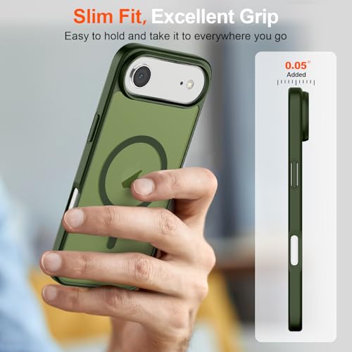Image of SUPFINE Magnetic for iPhone Air Case (Compatible with MagSafe)(Military Grade Drop Protection) Slim Translucent Matte Shockproof with Anti-Fingerprint Phone Cover for 17 Air,Cangling Green