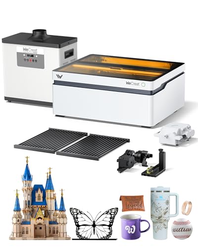 WECREAT Vision 20W Desktop Laser Engraver with Fume Extractor, Auto-Lifting for 5.5' Material, Smart Camera, 600mm/s Speed, Laser Engraving Machine for Tumblers Wood Acrylic DIY Craft Gifts Making