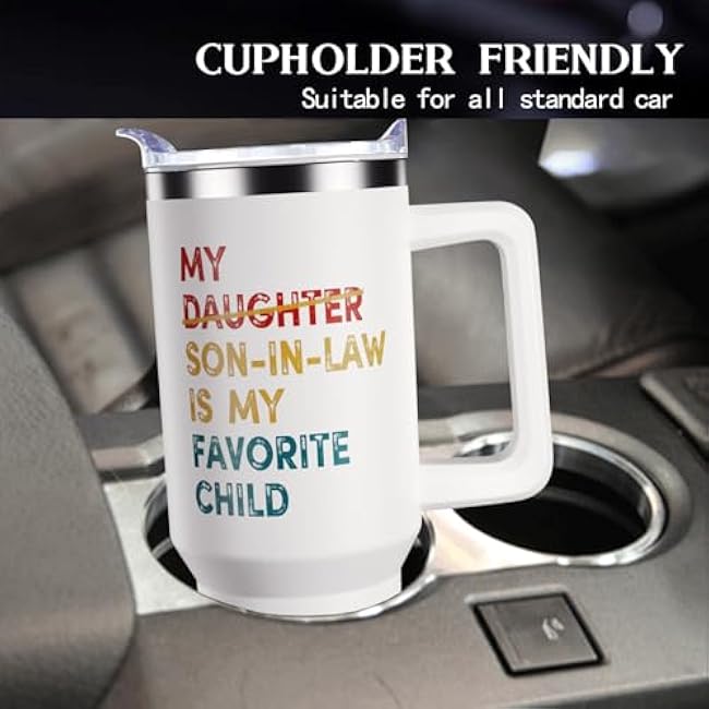Gifts for Mother/Father In Law from Son In Law Funny Mother's/Father's Day Gifts for Mom Christmas Gift for Dad,40 oz Mom/Dad Tumbler with Handle Brithday Gift
