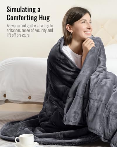 Uttermara Weighted Blanket Twin 15 Pounds for Adults, Sherpa Weighted Blanket for Couch Bed, Ultra Fluffy Warm Sherpa Cozy Plush Flannel Fleece, Heavy Blanket Great for Calm, 48"x72" Dark Grey