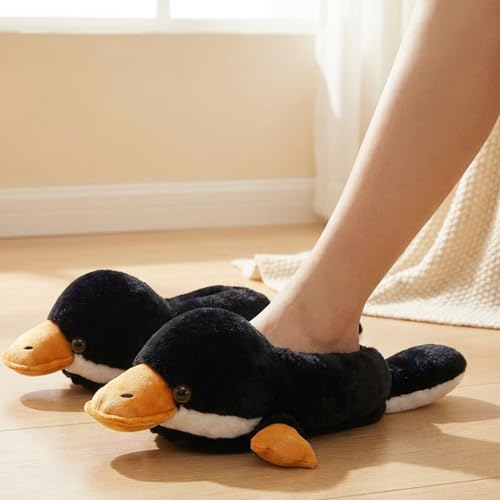 Image of ARELUX Animal Slippers Cotton Adult Unisex, Cute Novelty Raccoon Fox Red Panda Plush House Shoes with Non-Slip Sole, Warm Fuzzy Lining for Indoor Outdoor Cosplay Party Gift