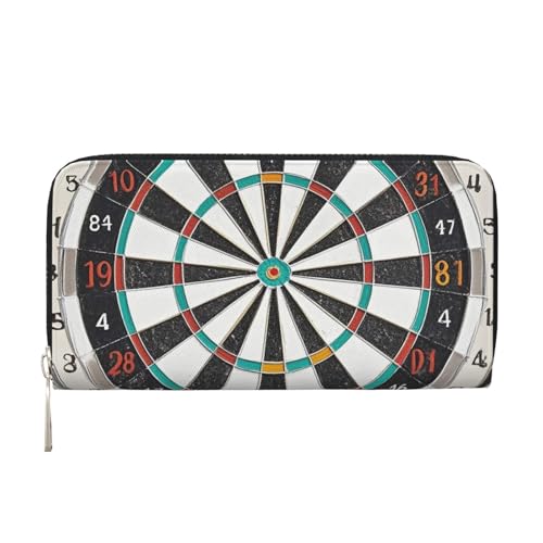 Pu Leather Wallet For Women Girl, Zip Around Credit Card Holder Dart Board Long Wallet Clutch Purse Waterproof Travel Handbag