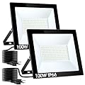 Yolovis Flood Lights Outdoor with Plug,100W 10000LM Super Bright LED Work Light,IP66 Waterproof Security Light,Outside Floodlight for Garage,2 Pack